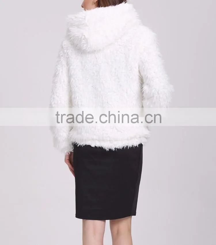 2016 Women white Long Mink Coat With Caps in China