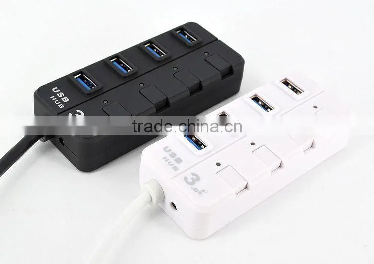 4-Port USB 3.0 Hub with Individual Power Switches and Blue Light LEDs