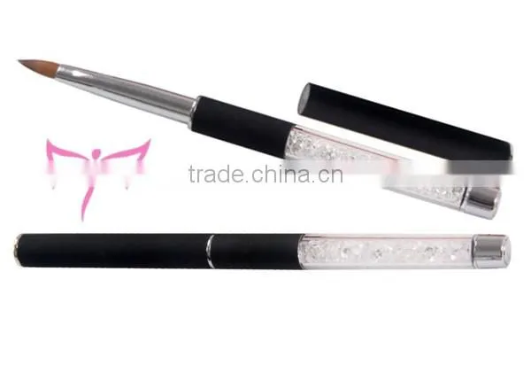 2016 Oval Shape Crystal Nail Brush with Animal Hair Brush Nail Polish Brush