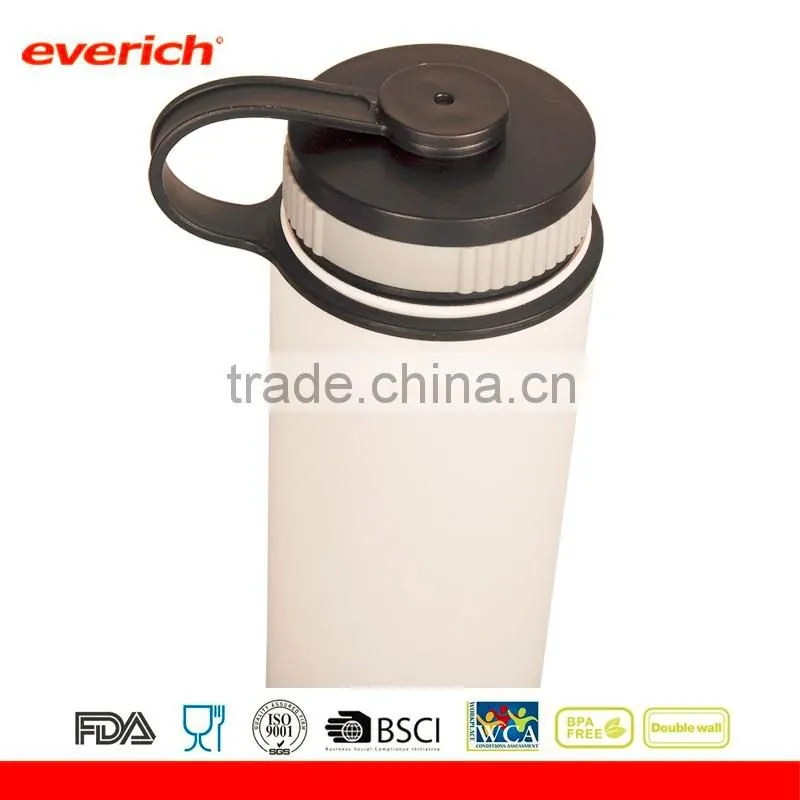 Vacuum insulated stainless steel water bottle with lid