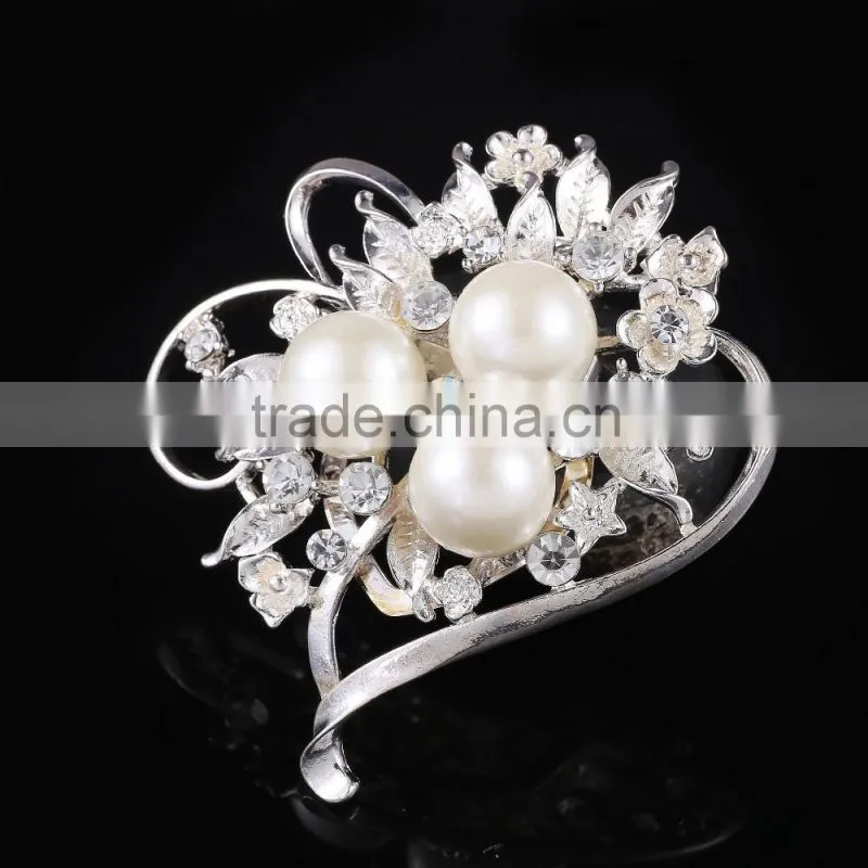 Three Pearls Rhinestone Brooch Pins,Cappa Rhinestone Buckle