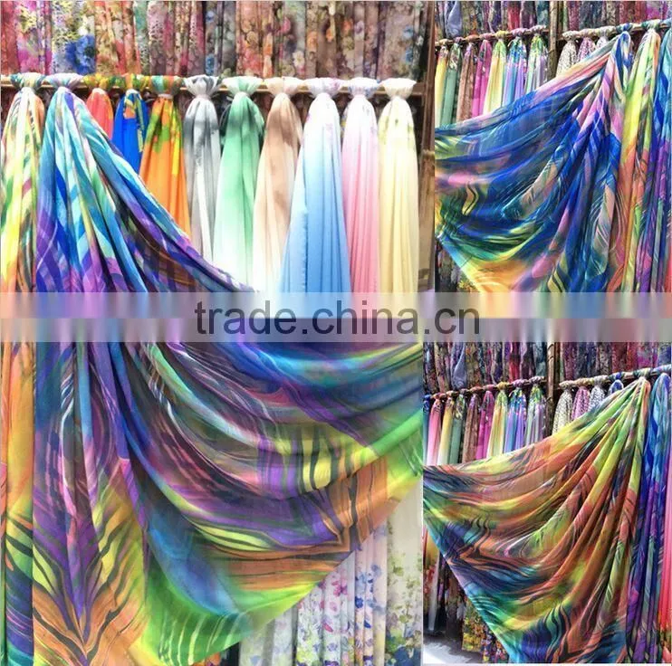 100% Polyester flowers digital printed chiffon fabric for cheap sale