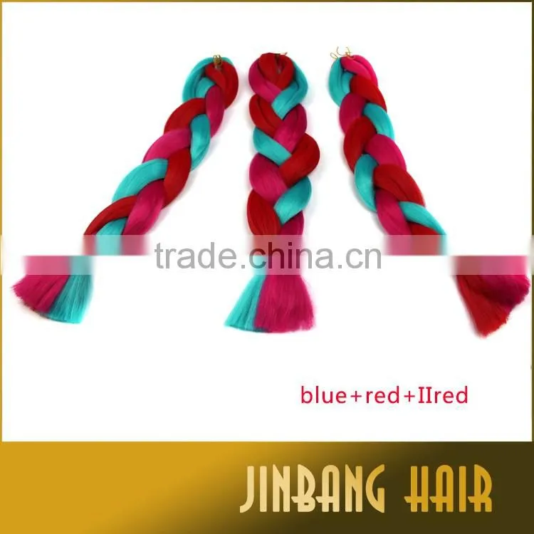 2016 Hot selling mix color ombre synthetic hair braiding/ombre color jumbo braid synthetic hair for summer fashion