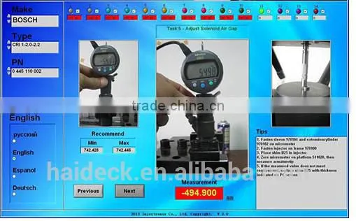 Common Rail Injector repair kit Measurement System