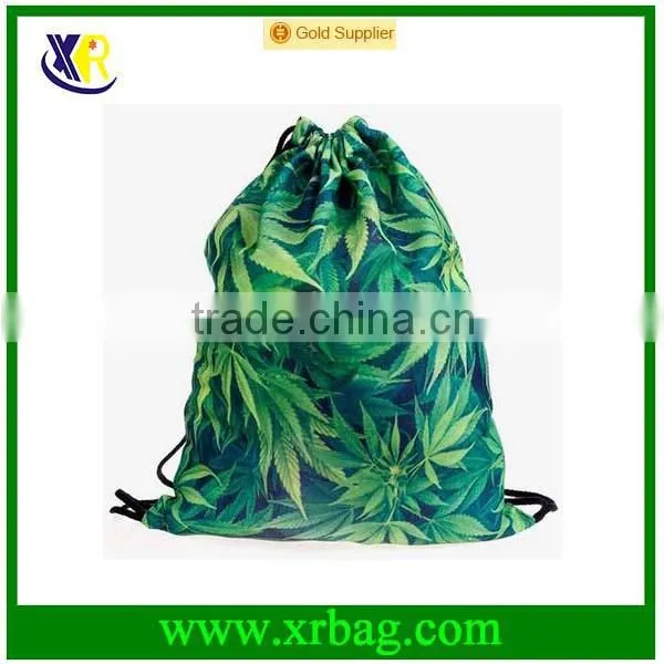 Weed 3D Printing Women Outing Man Wild Sport Gym Bags Travel Backpack Vogue Trend Mochila Cotton Bags Drawstring