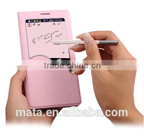 View Window Flip Leather Case With PC Cover For Samsung