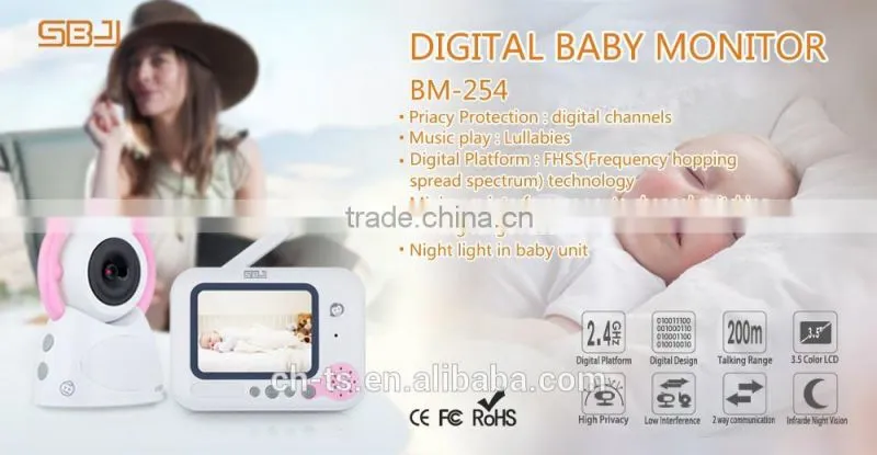 Wireless Digital 3.5" LCD Color Baby Monitor ,2.4GHz Camera Audio Video Infrared Night Vision,Music
