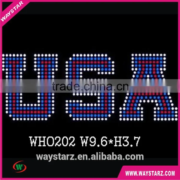 USA Letter Rhinestone Hotfix Motif Transfers On Sportswear