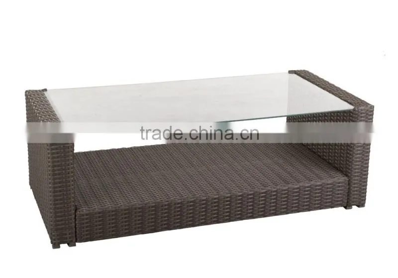 rattan coffee table with tempered glass