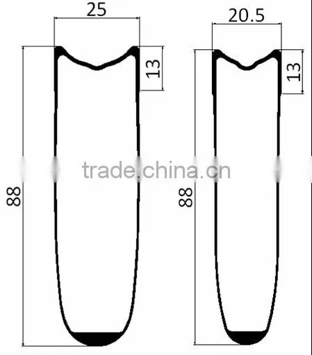 700C 88mm carbon fiber rims for track bike, high stiffness carbon fiber rims 20.5mm / 25mm width track / TT bike wheelset