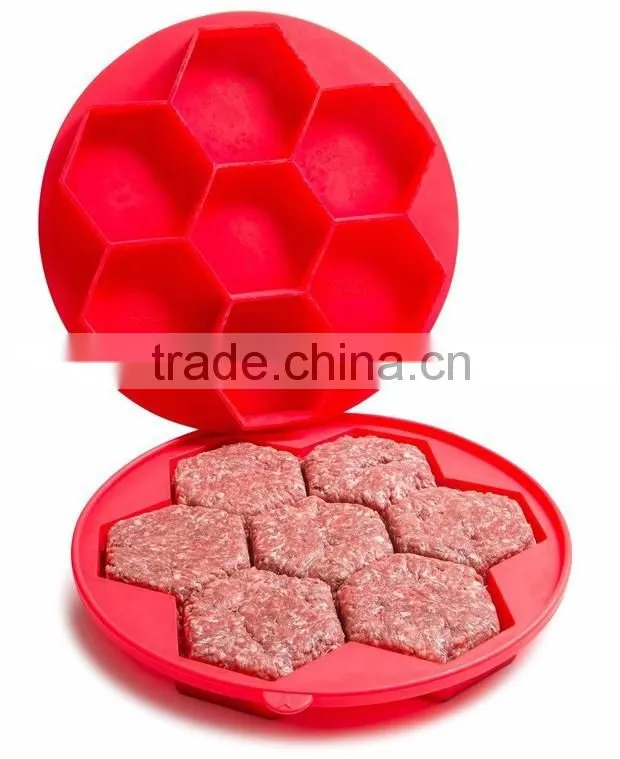 6 in 1 silicone burger press patty maker. silicone freezer container tray