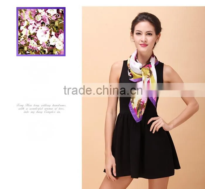 No Moq 100% silk 12mm twill 88*88cm screen printing scarf