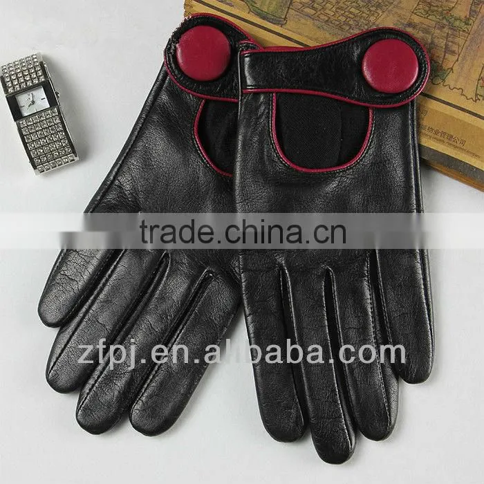 CCTV advisted red button leather palm short glove