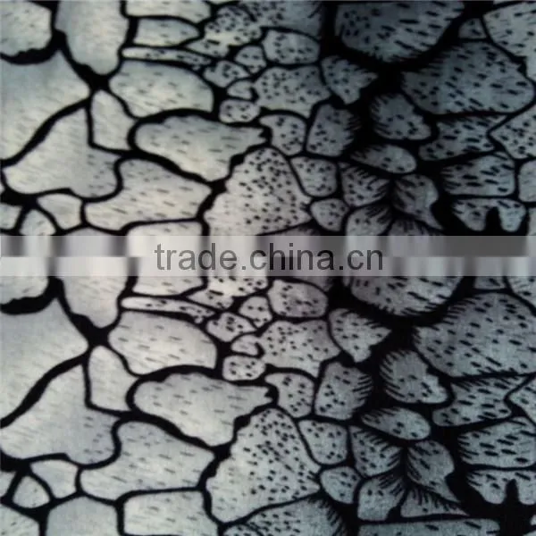 White Black and Brown Color Printed Velboa Fabric