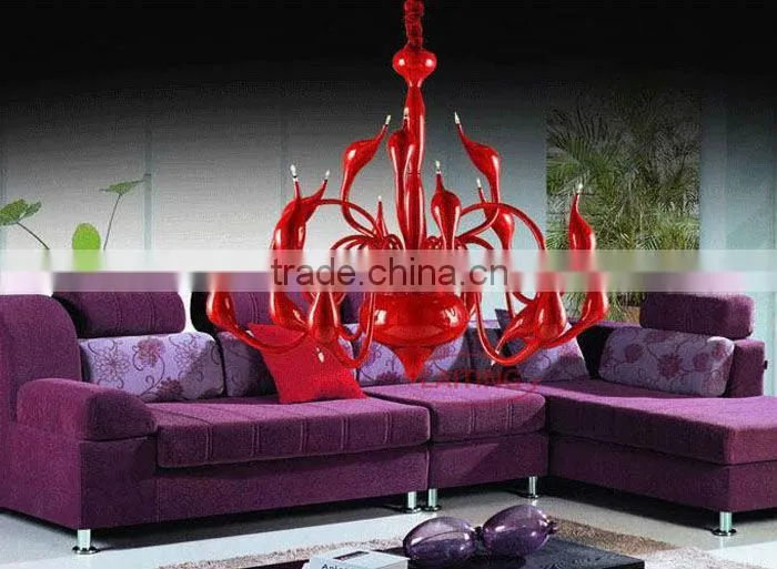 Modern Cast Iron Chandelier Decoration Light Art Red Swan Chandelier for Restaurant