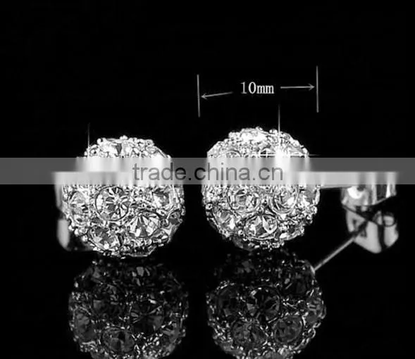 austrian crystal silver ball earrings stud