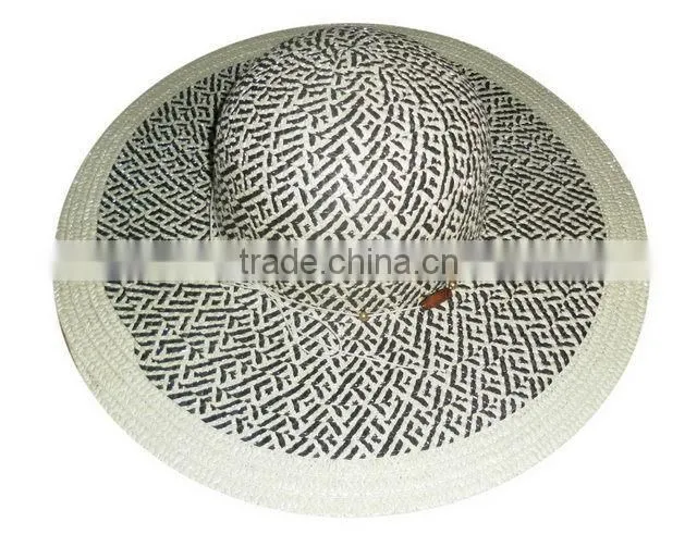 2015 made in china best quality lady white straw hat with black bands