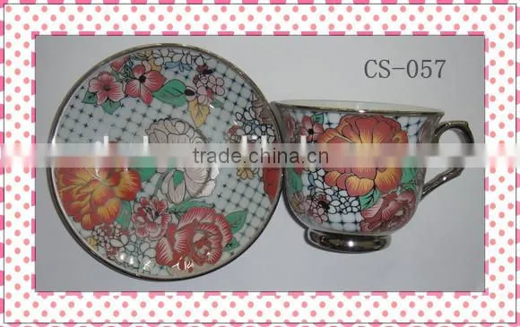 ceramic coffee cup and saucer