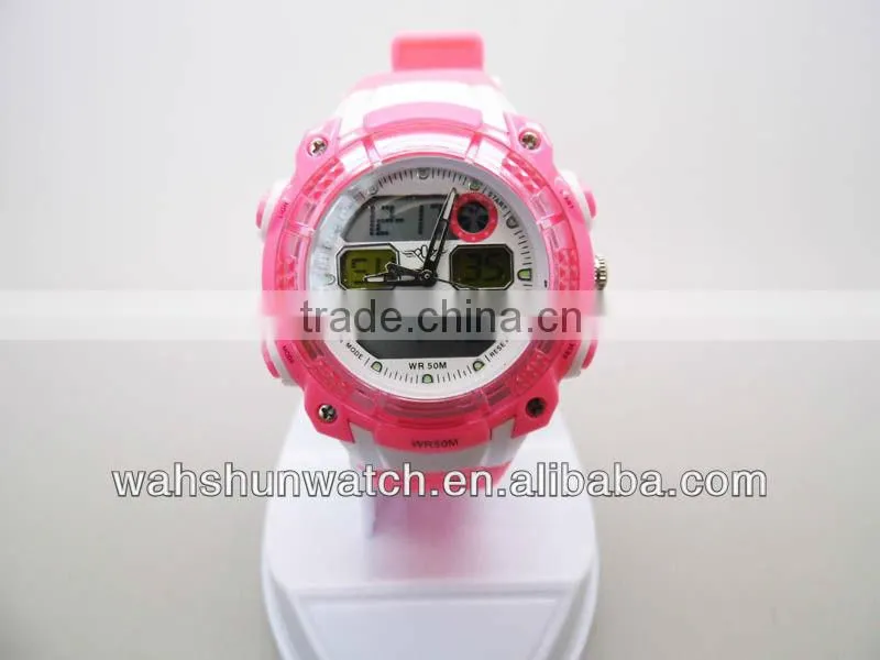 factory custom pink color plastic strap chronograph japan movement fashion digital stop watch for ladies