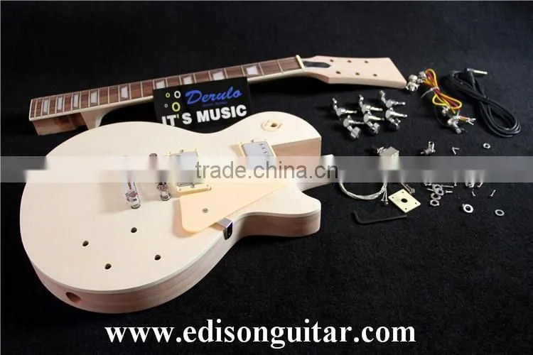 DIY Electric Guitar Kits with hardware Solid Mahagany Body Tiger Maple Top MX-002