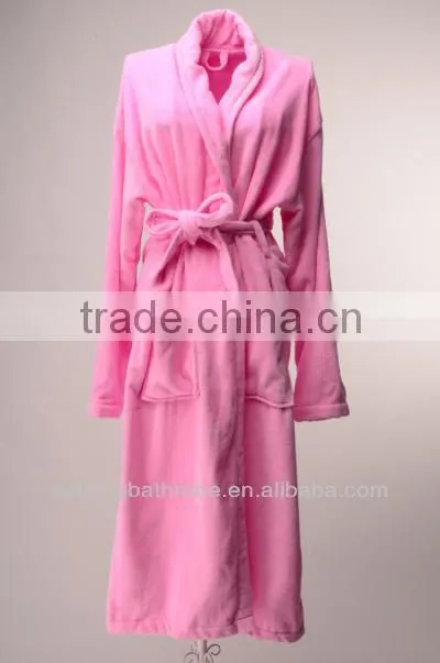 ladies pink velvet hotel long winter bathrobe