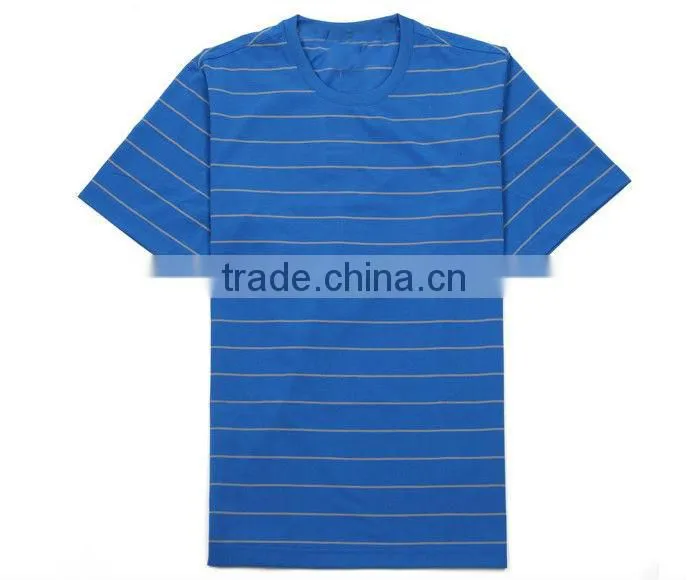 Blue color Crewneck Cotton Striped t shirt Wholesales