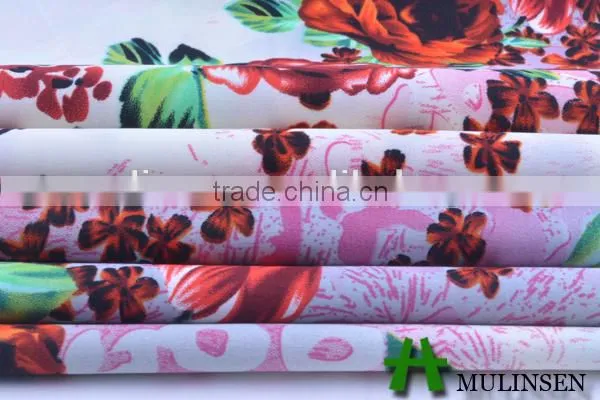Mulinsen Textile Fashion Floral Pattern Fabric Polyester Satin Clothes