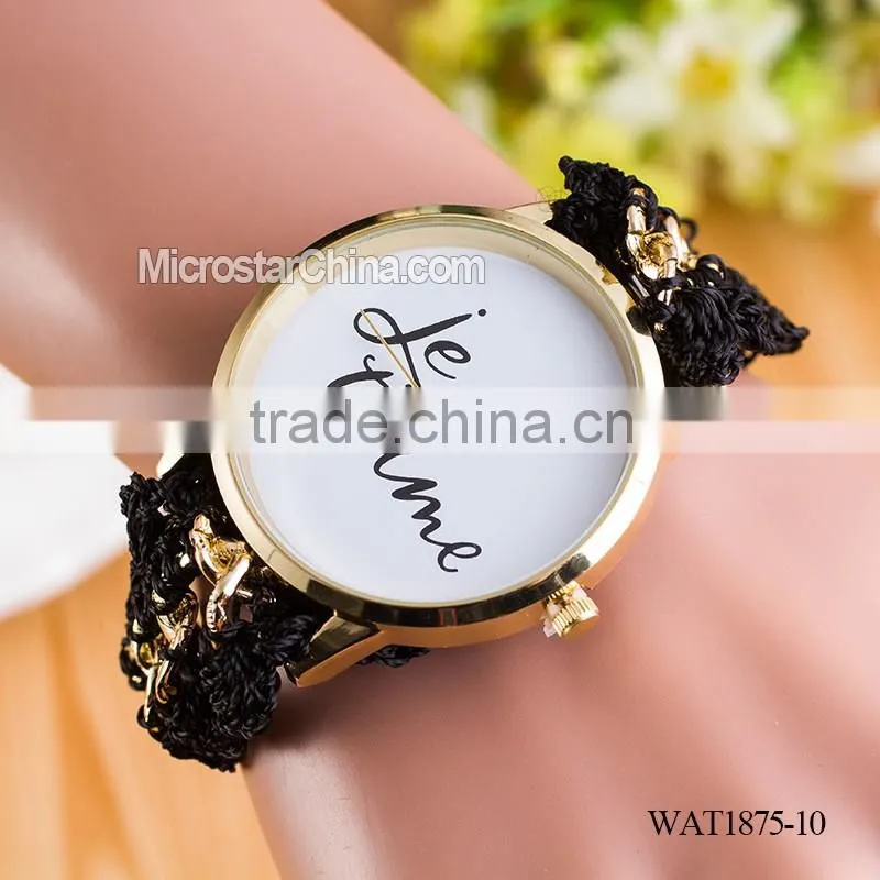New Classic Geneva Ethnic Braided Analog Quartz Chain jetaime stainless steel watch