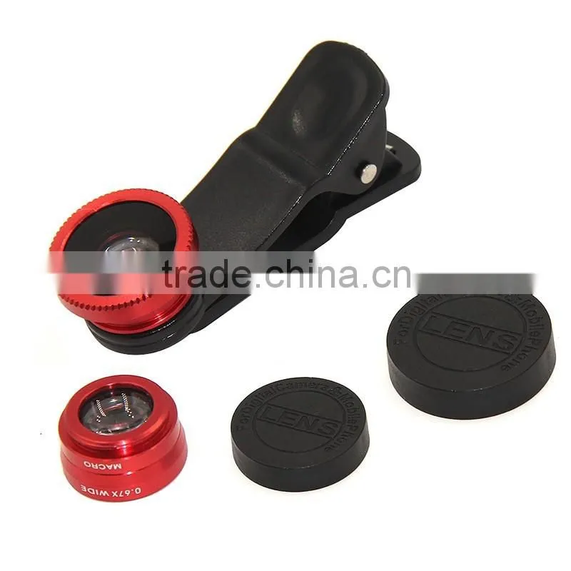 Universal for Smartphone 3 in1 Fish Eye+ Wide Angle + Macro Camera Clip Lens
