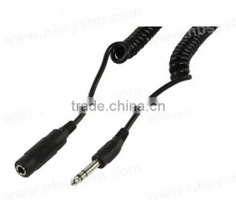 6.35mm stereo plug to 6.35mm stereo jack coiled cord
