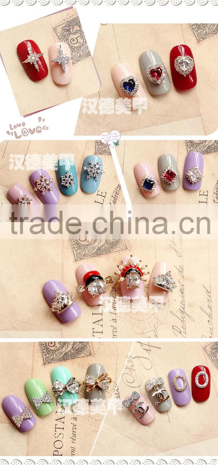 fancy metal charm jewelry for nail art decoration