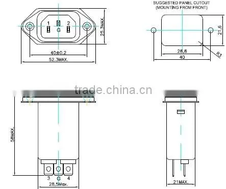Recommend UL,TUV CE/ROHS 10A 220VAC Power Line Filter