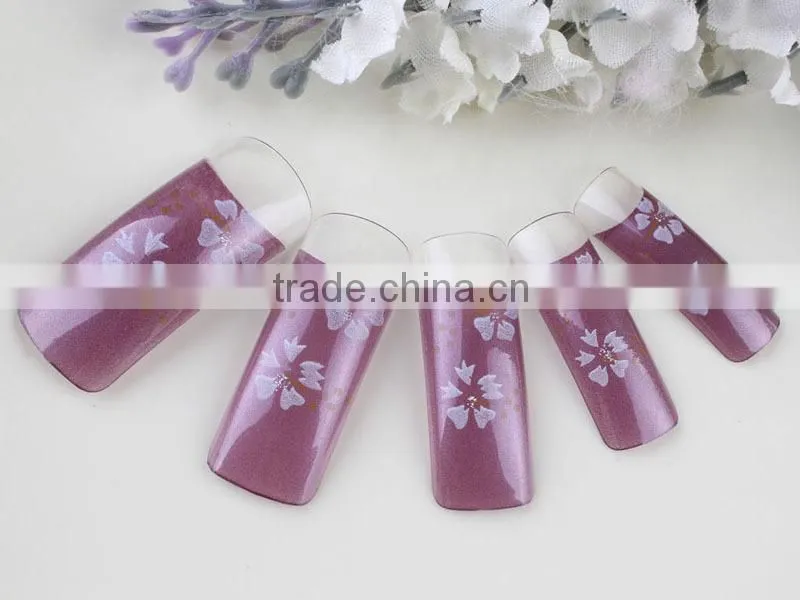 Violet full cover false nail elegant airbrush nail tips