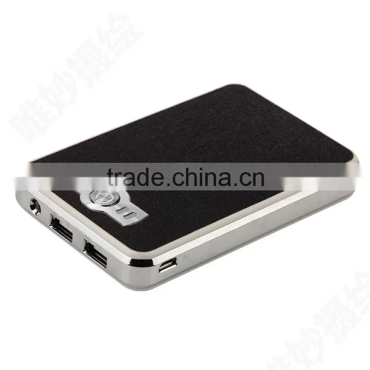 traveling 2 USB 2.1A output rechargeable leather power bank 10000