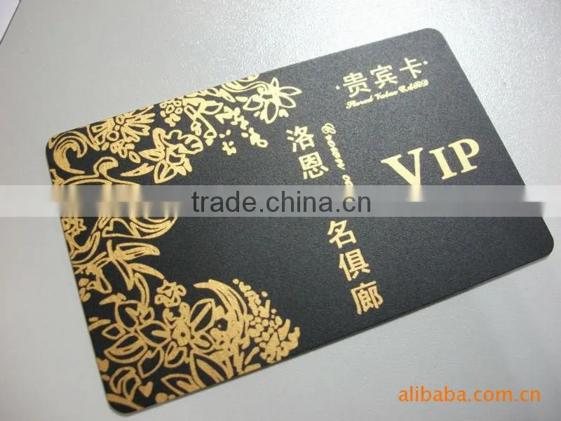 Matt black plastic card with gloss logo