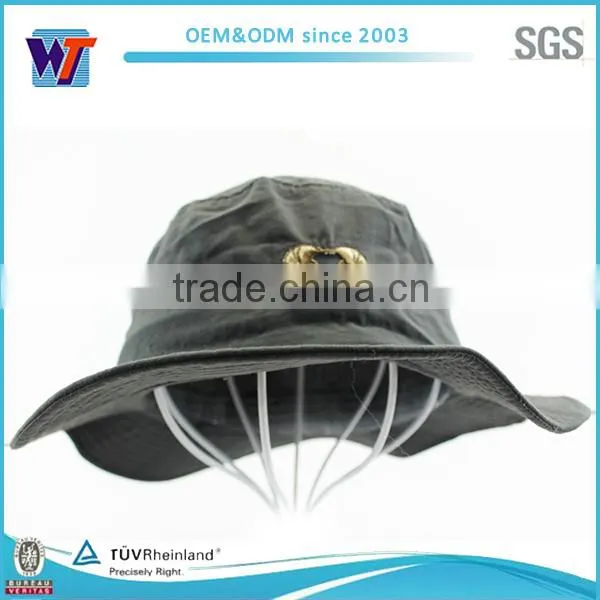Grey Custom Logo Fahsion Wide Brim Bucket Hat