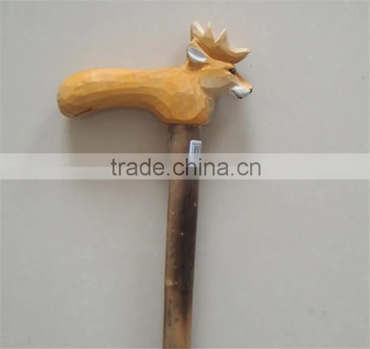 Fashion natural carved animal wooden walking stick