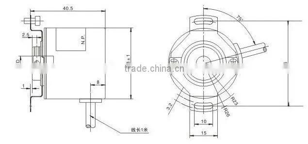 R38T-6mm shaft Small Through hollow Shaft rotary encoder / incremental shaft encoder 24v