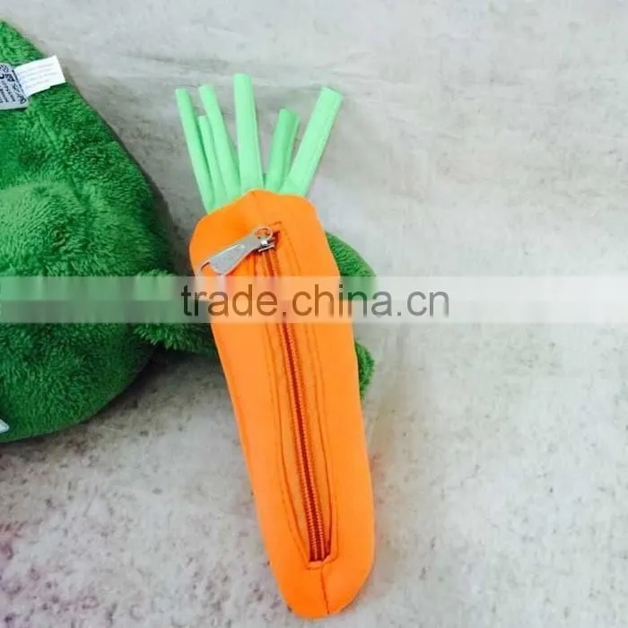 school supply creative carrot design pen bag 3D pencil bag for kids