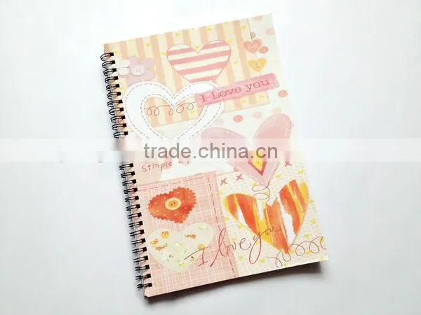 spiral notebook with heart printing,school notebook