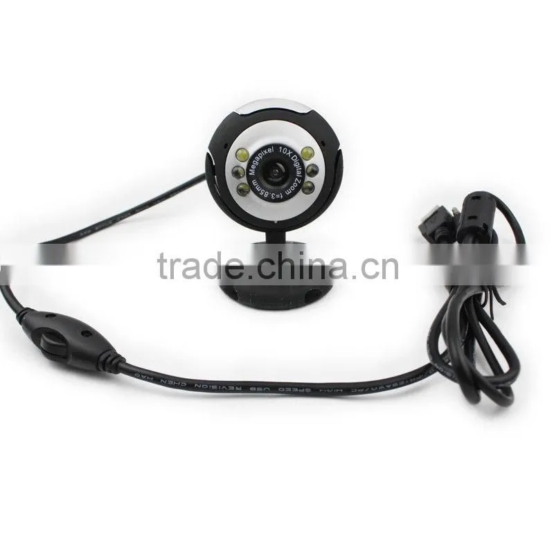 2016 new wholesale USB 2.0 6 LED PC HD 10x Digital Zoom Webcam Laptop Camera