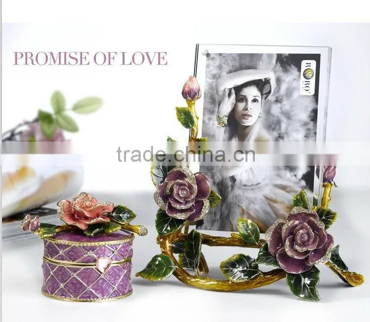 RORO Beautiful Life rose enamel metal craft jewellery box