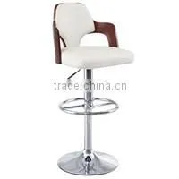 Cafe Bar Stools Chrome Frame Plywood Seat High Chair #HY3013