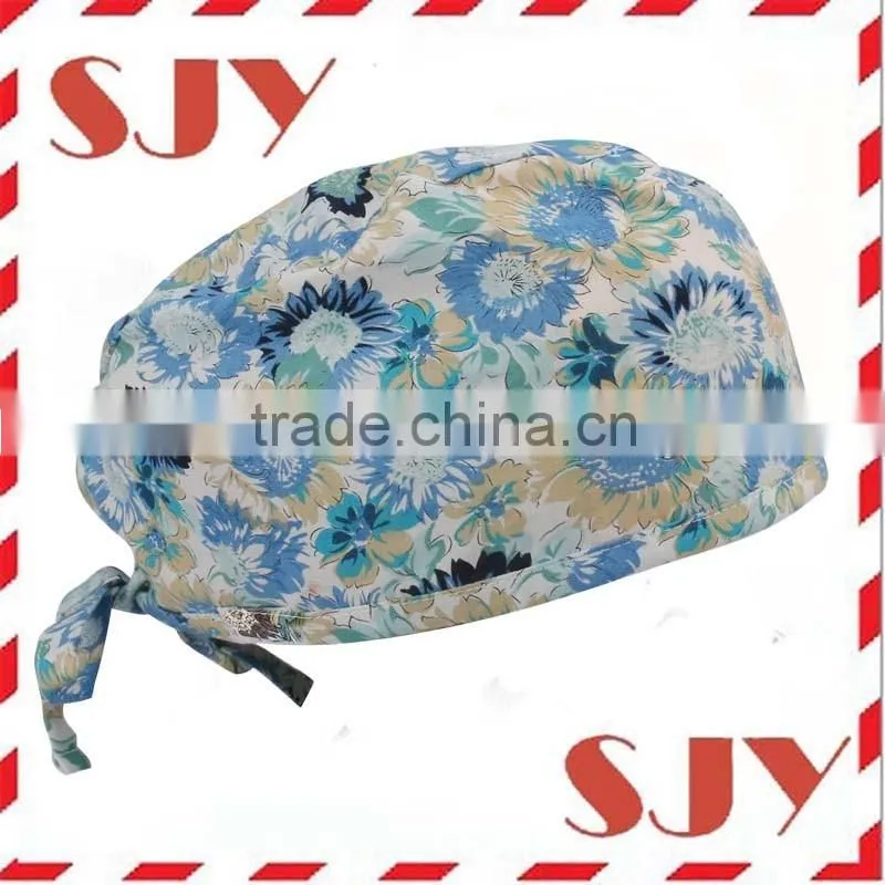 Flower Printed Women's and Men's Doctor Hat Wholesale Unisex Scrub Hat