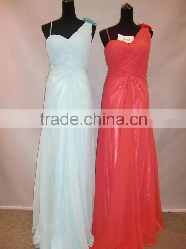 one shoulder sweet heart ruffle maxi dress backless blue evening dresses