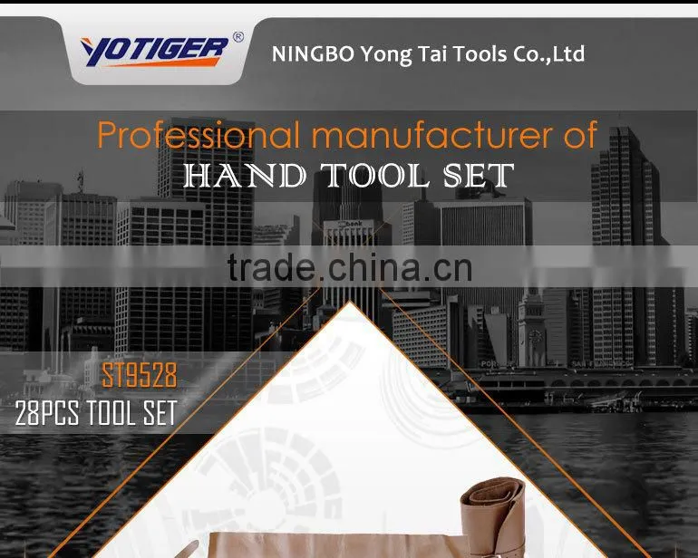 28pcs Hardware Tool with Folding Leather Tool Bag