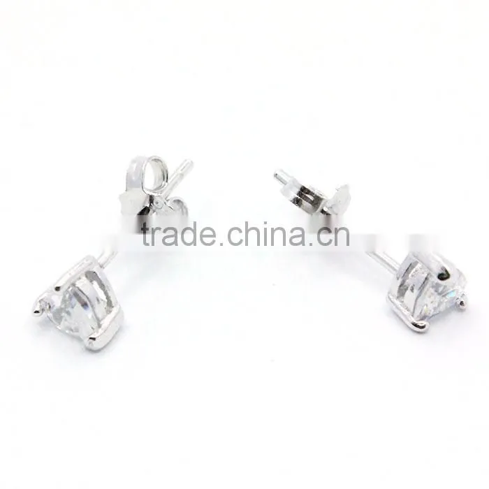 New jewelry silver white and pink cubic crystal ear stud