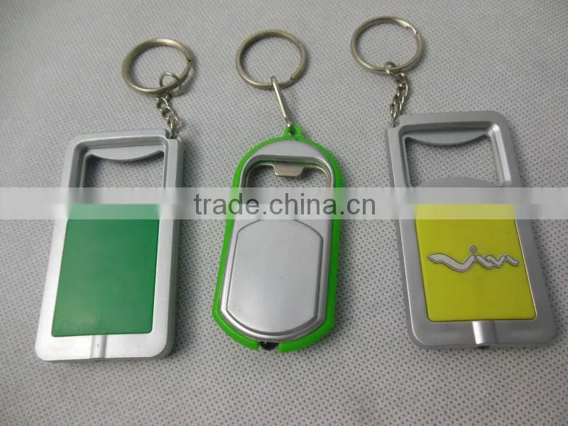 Promotional flashlight led bottle opener keychain/keyring