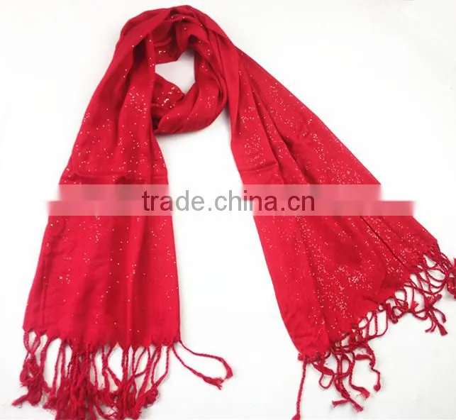 New 100%viscose solid color christmas glittering scarf