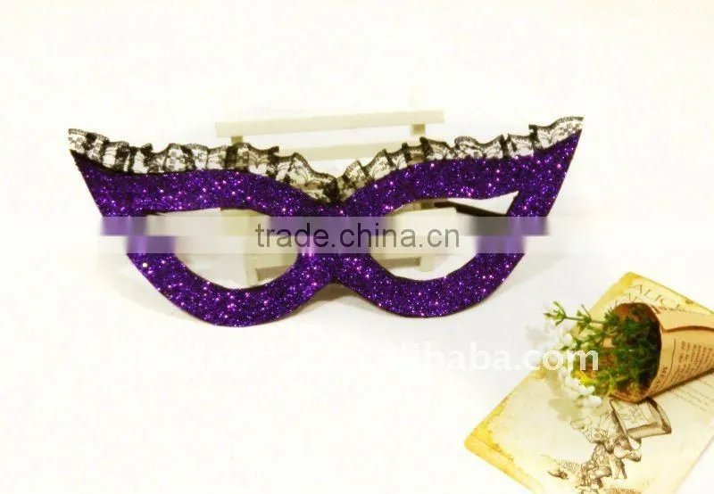Fashion purple glittered fabric Party face mask
